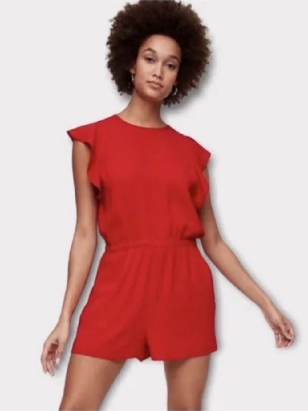 Aritzia/Wilfred Women’s Red Ruffle Romper Dress